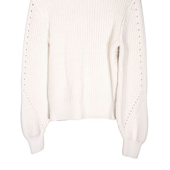 H&M Women's Sweater Ivory Rib Open Knit Top Stretch Blouse Pullover Size Small - Picture 7 of 8